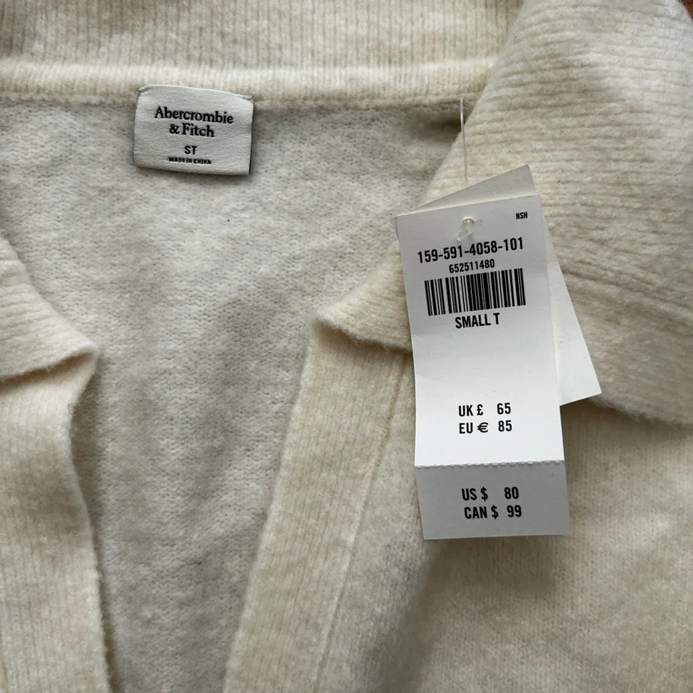 NWT Abercrombie Cream Knit Collared Sweater Dress - Picture 3 of 4
